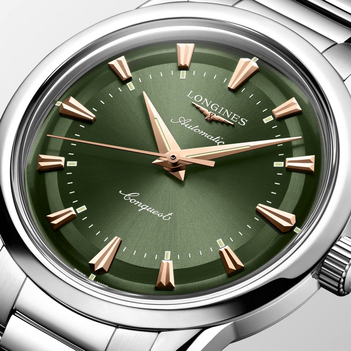 Longines Conquest Heritage Steel, Green 38mm Dial Watch L1.649.4.02.6