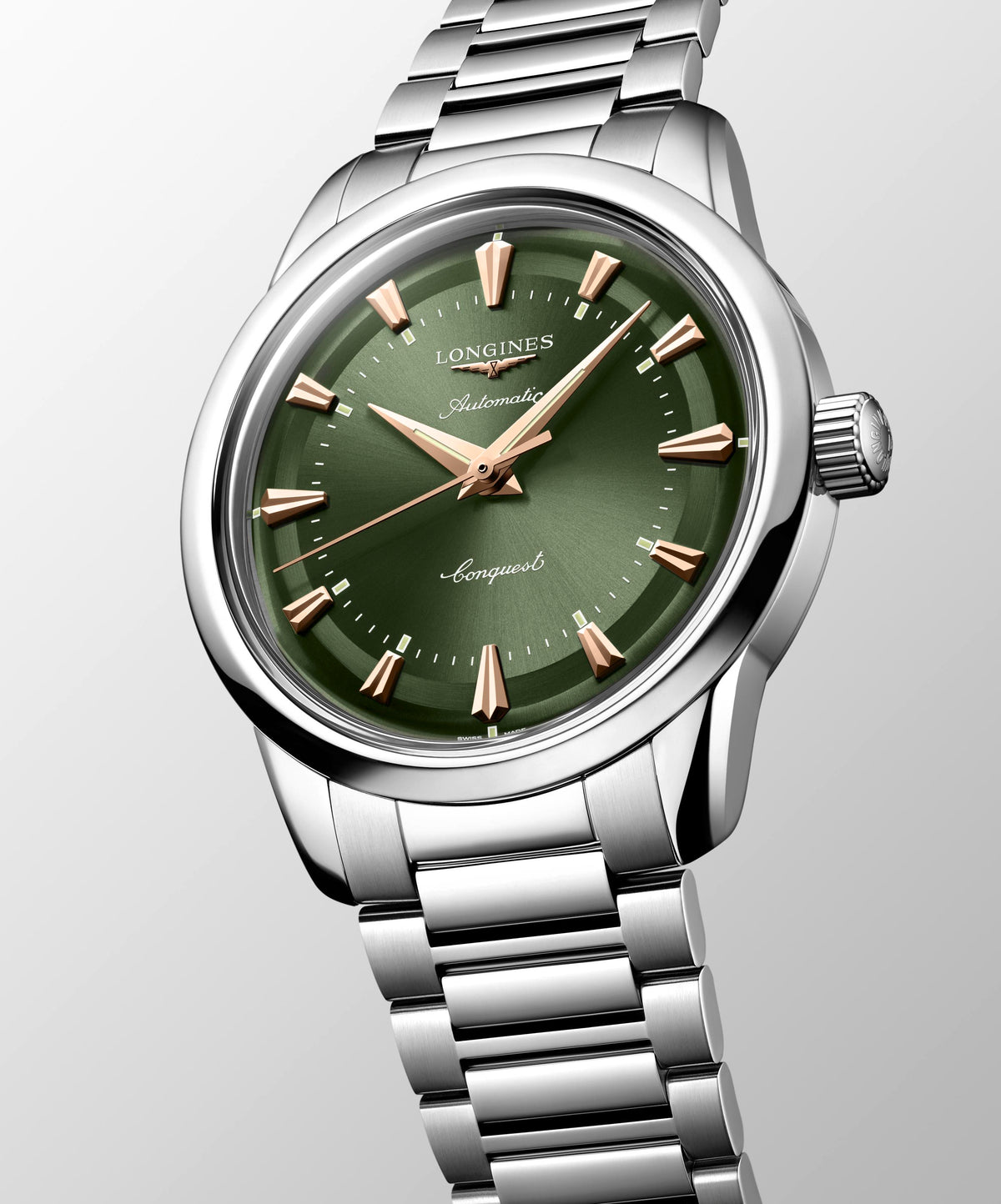 Longines Conquest Heritage Steel, Green 38mm Dial Watch L1.649.4.02.6