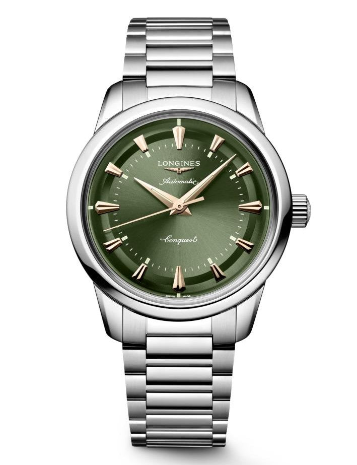 Longines Conquest Heritage Steel, Green 38mm Dial Watch L1.649.4.02.6