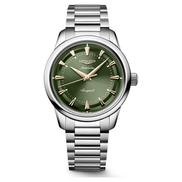 Longines Conquest Heritage Steel, Green 38mm Dial Watch L1.649.4.02.6