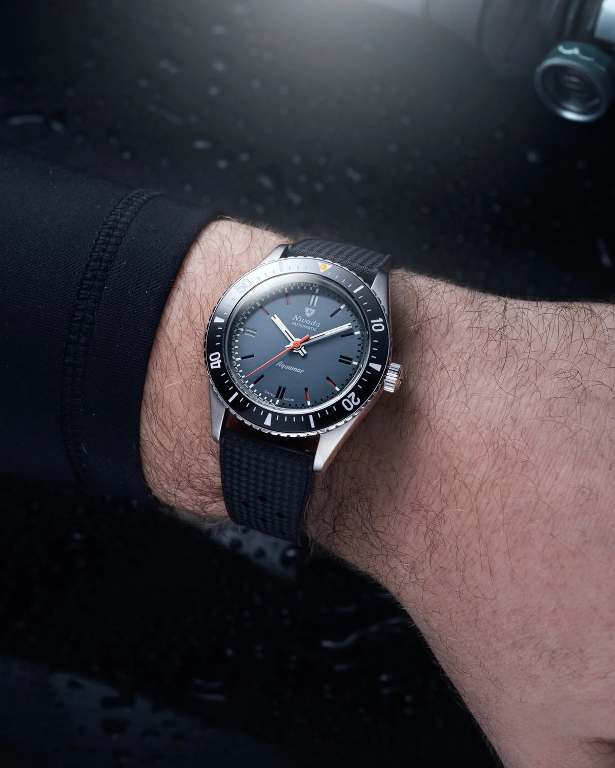 Nivada Grenchen Aquamar Grey Automatic Rubber tropic 38mm Watch 32077A01