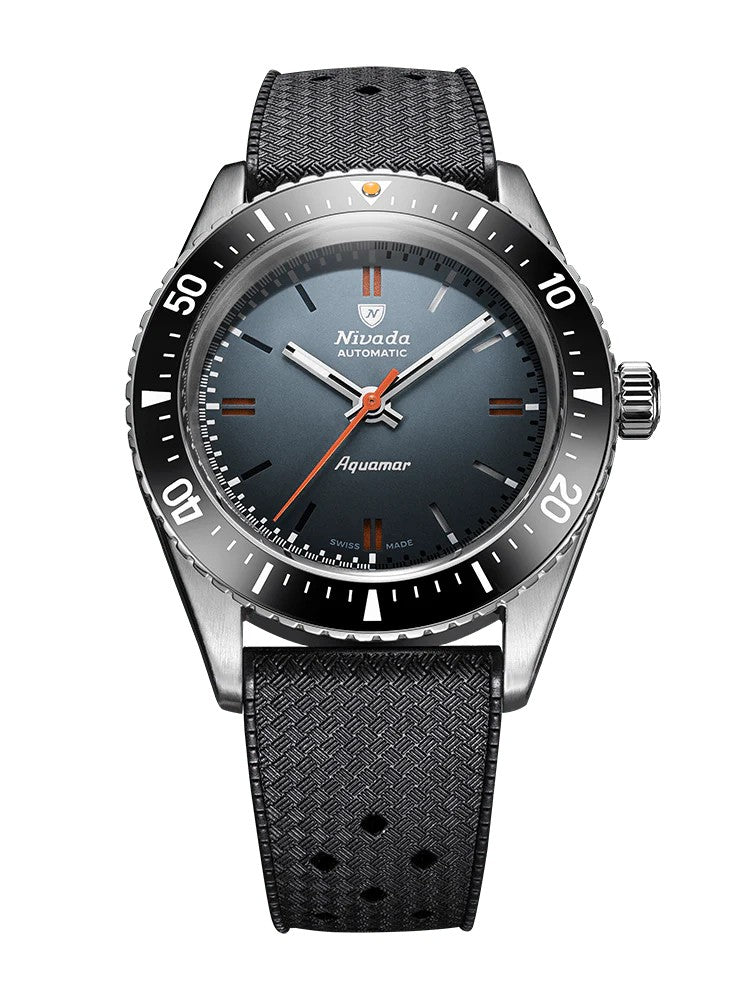 Nivada Grenchen Aquamar Grey Automatic Rubber tropic 38mm Watch 32077A01