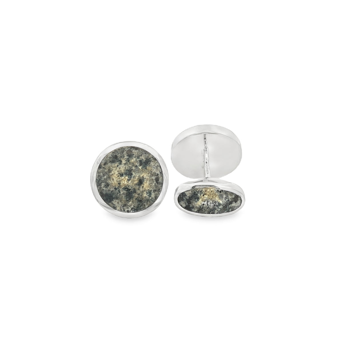 Silver Round Ailsa Craig Granite Cufflinks