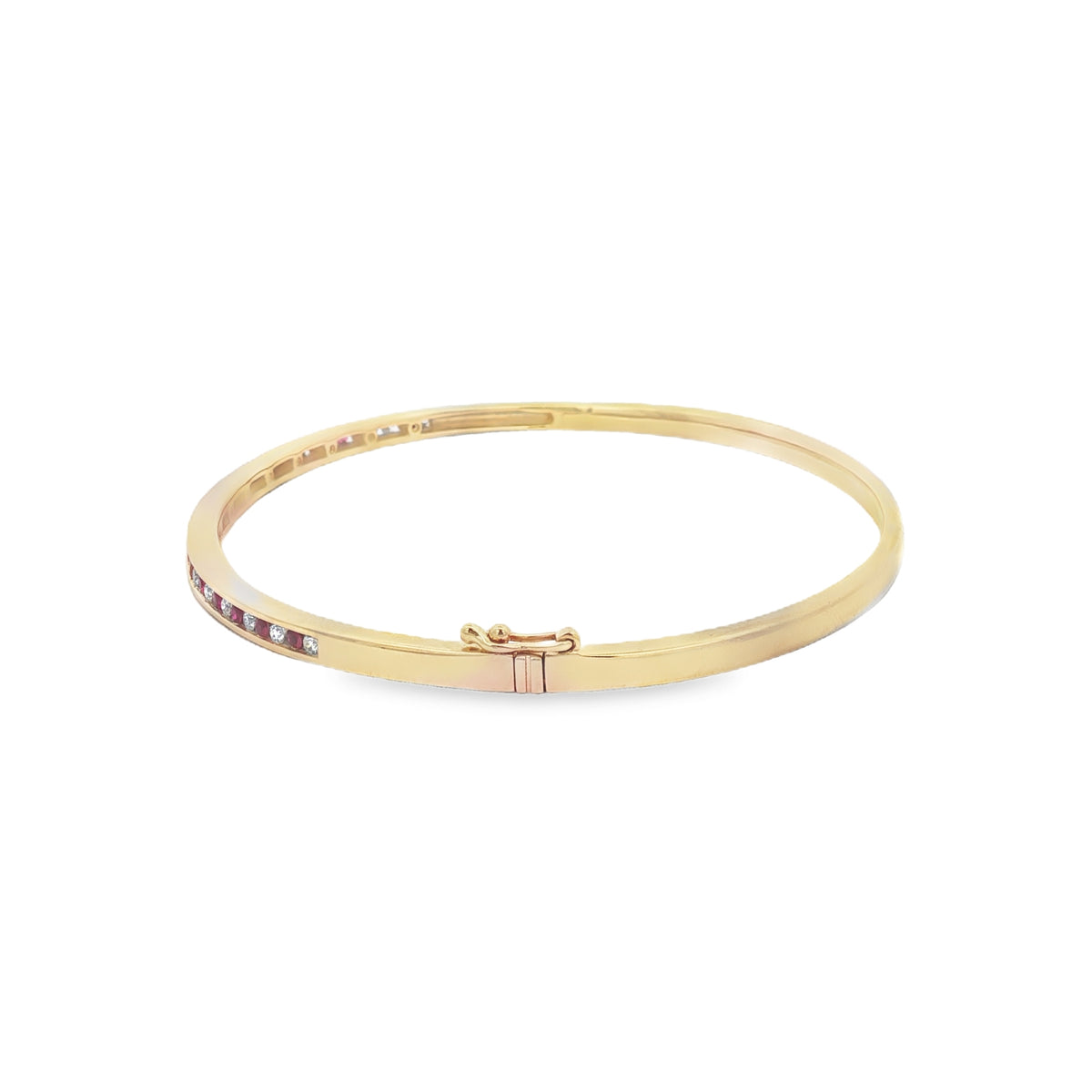 9ct Yellow Gold Ruby and Diamond Bangle