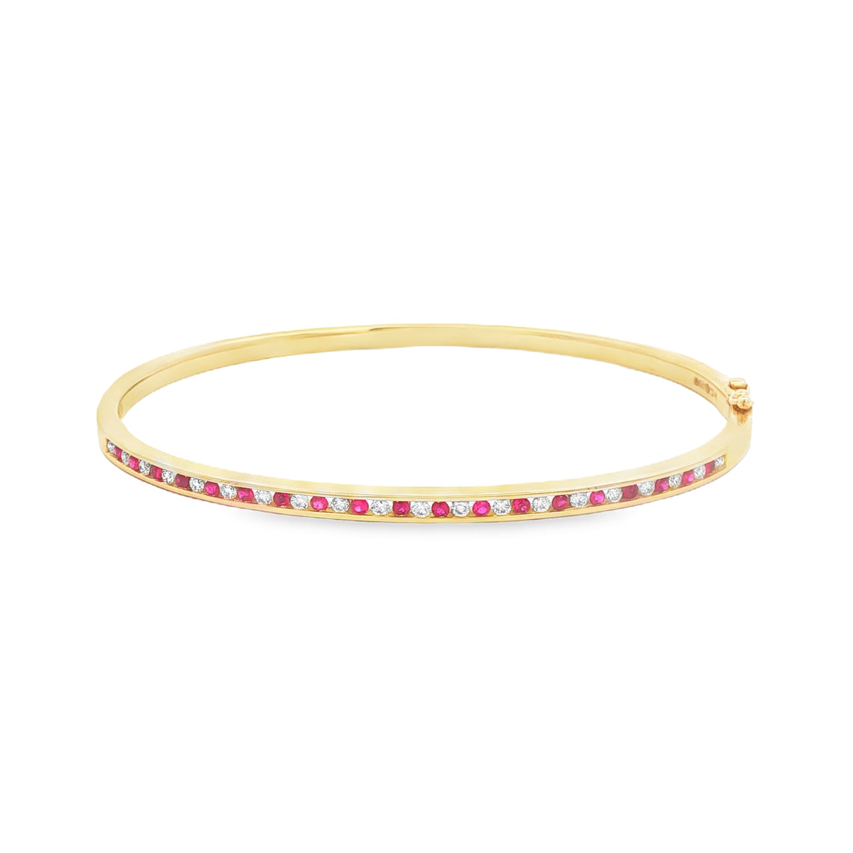 9ct Yellow Gold Ruby and Diamond Bangle