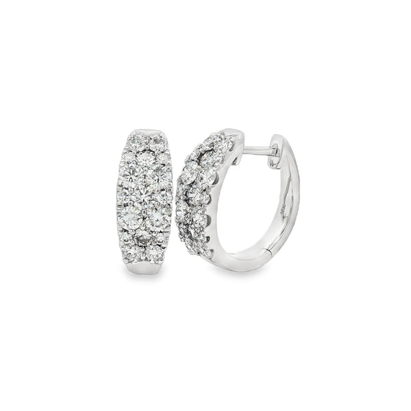 Diamond Round Brilliant Cut 1.29ct 18ct White Gold Hoop Earrings