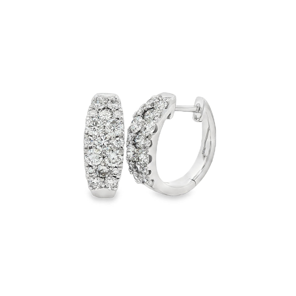 Diamond Round Brilliant Cut 1.29ct 18ct White Gold Hoop Earrings