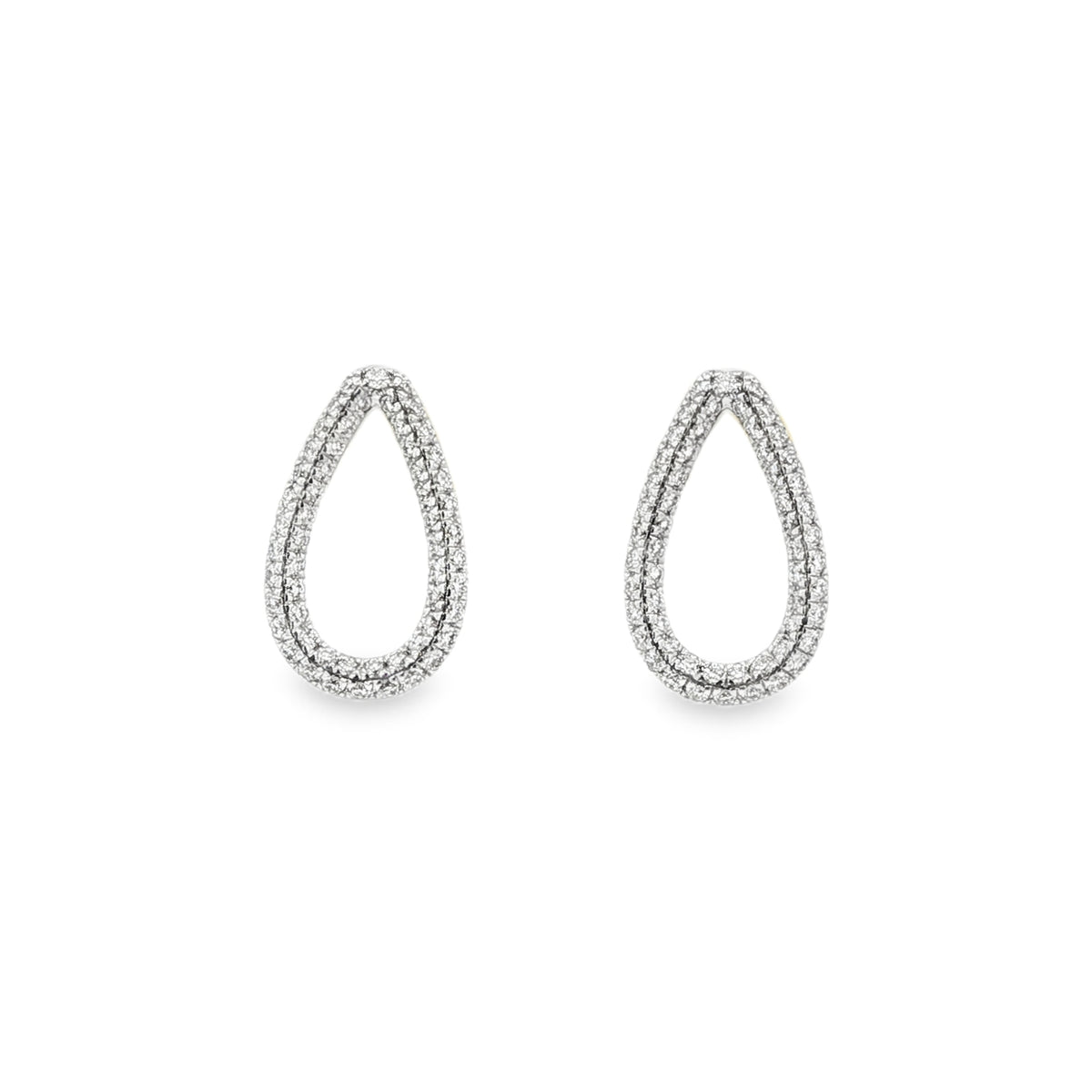 Diamond Tear Drop 18ct White Gold Stud Earrings