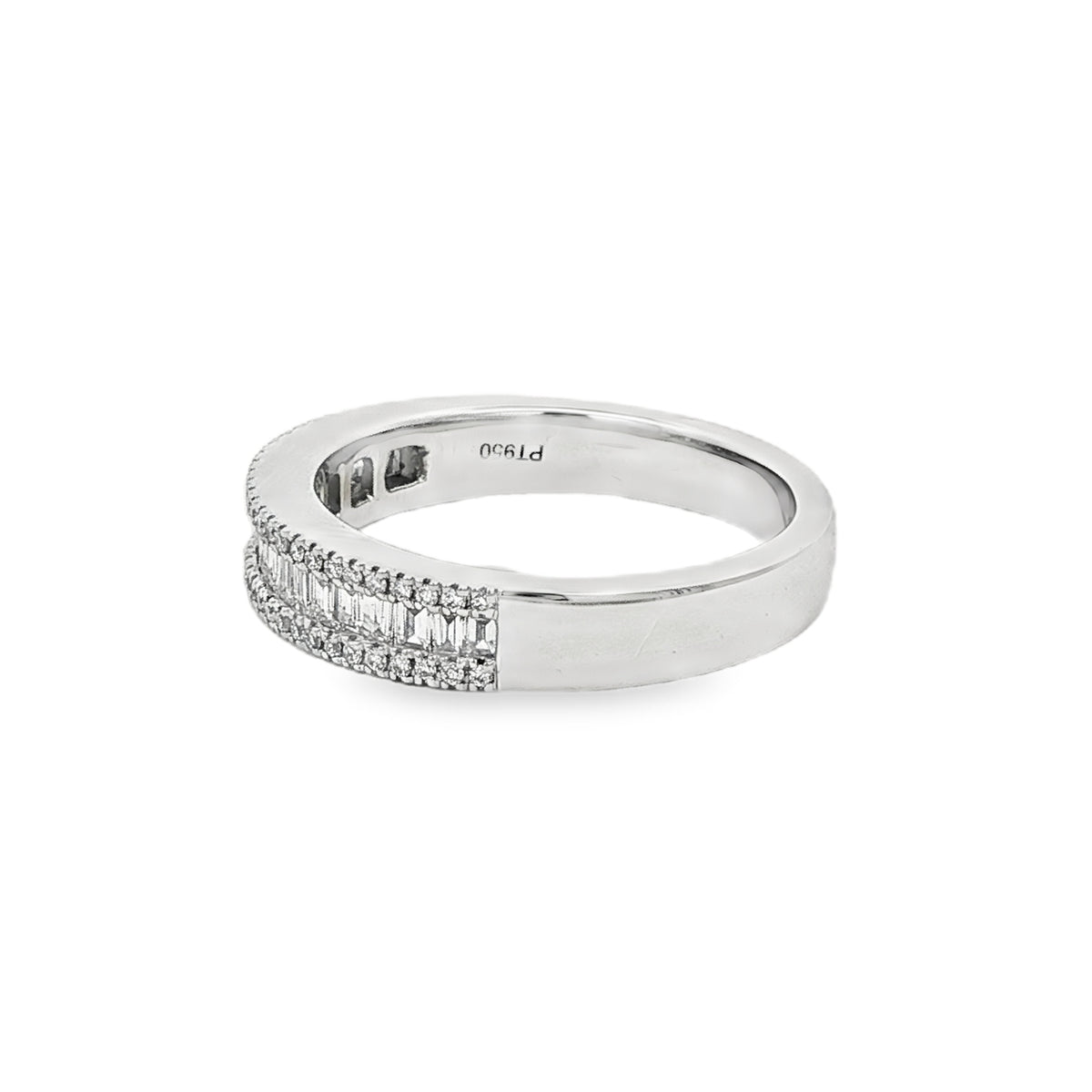 Diamond Platinum Baguette and Round Dress Ring