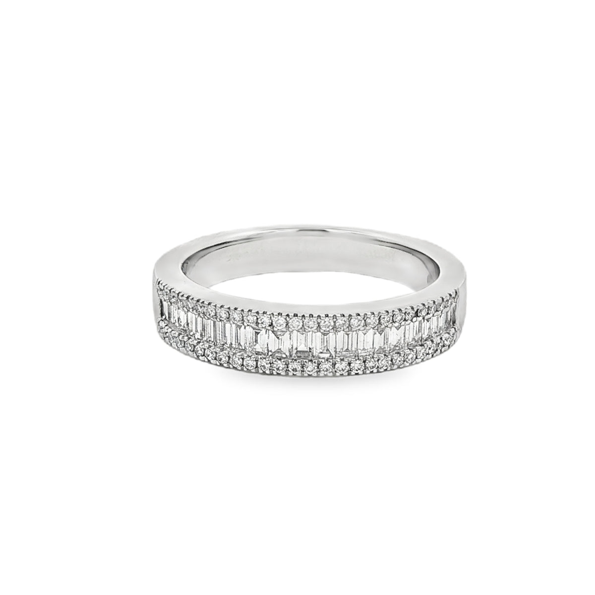 Diamond Platinum Baguette and Round Dress Ring