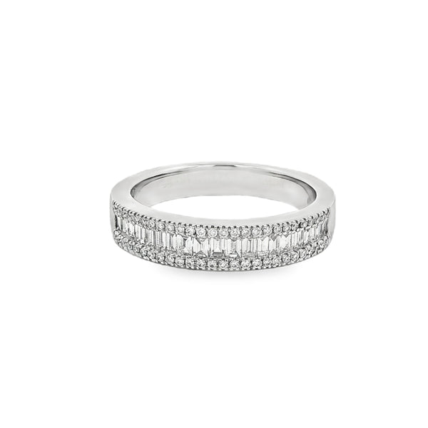 Diamond Platinum Baguette and Round Dress Ring