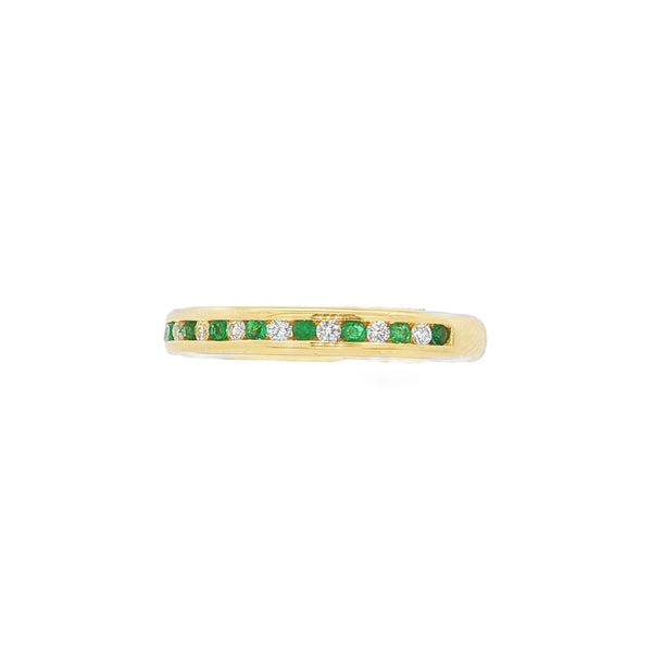 Emerald and Diamond 18ct Yellow Gold Eternity Ring