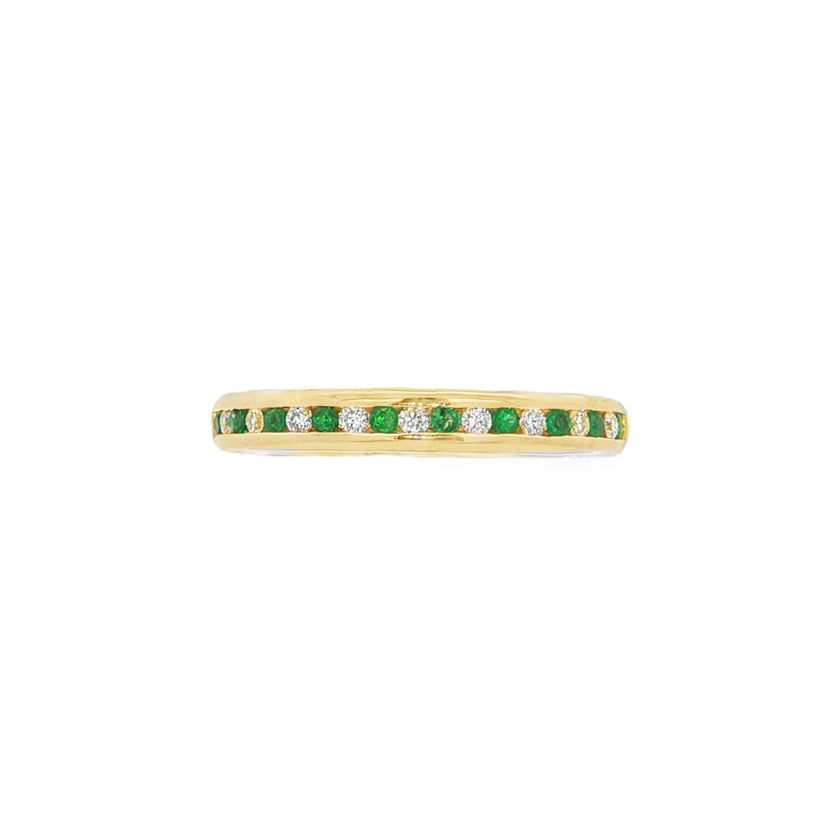 Emerald and Diamond 18ct Yellow Gold Eternity Ring