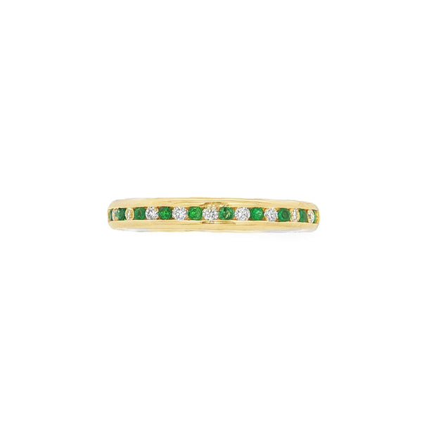 Emerald and Diamond 18ct Yellow Gold Eternity Ring