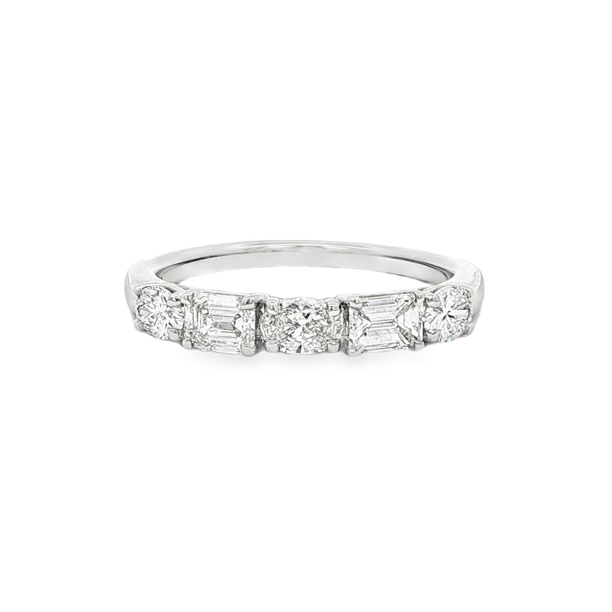 Platinum Oval & Baguette Cut Diamond 0.98ct Ring