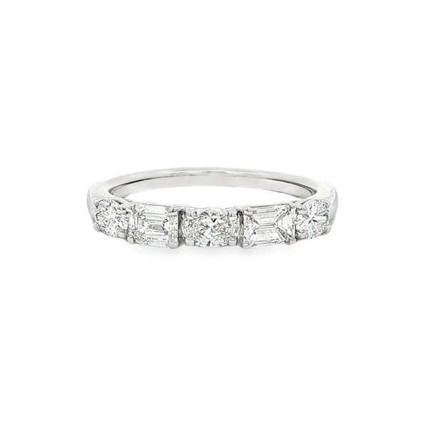Platinum Oval & Baguette Cut Diamond 0.98ct Ring