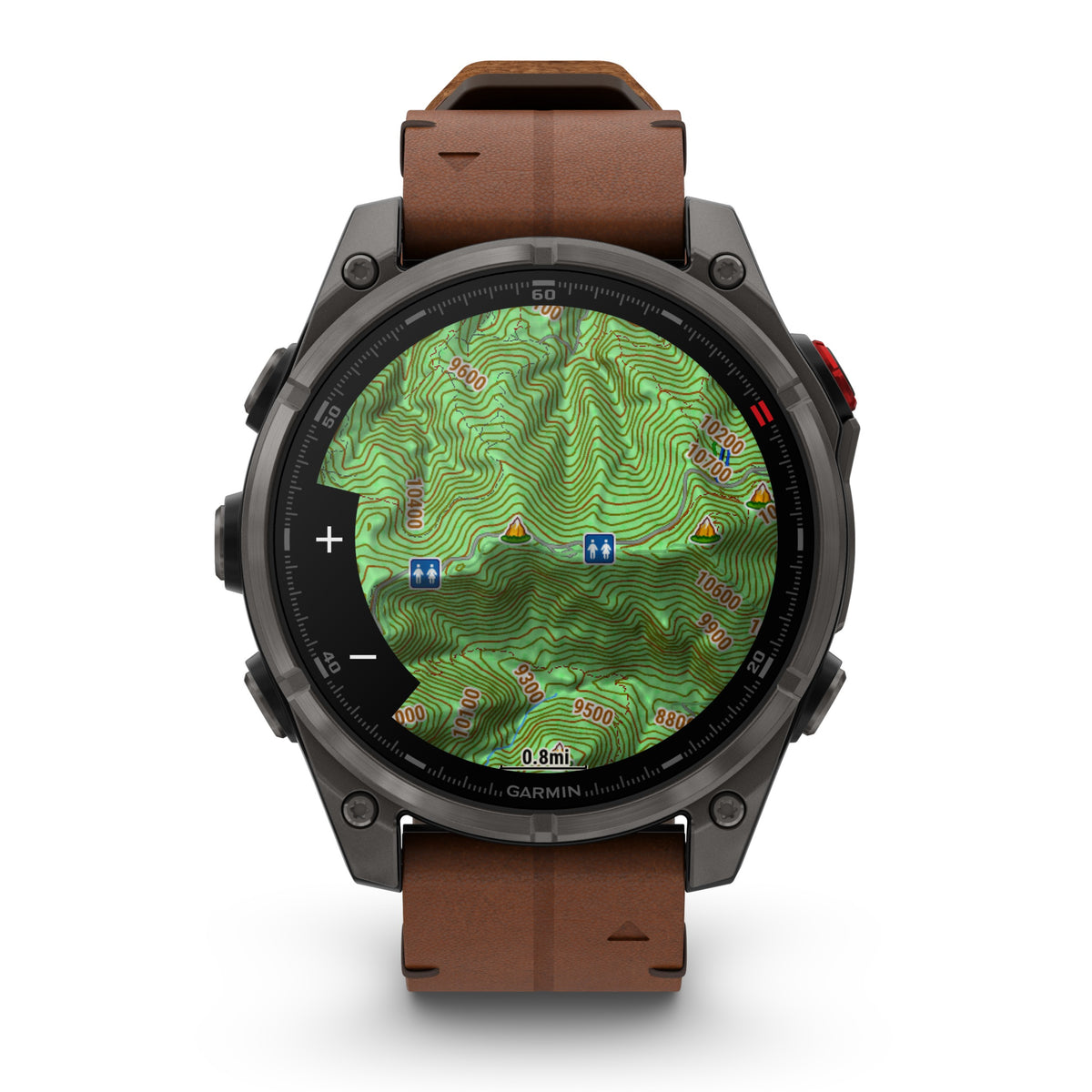 Garmin Fenix® 8 Pro 47mm, AMOLED, Sapphire, Carbon grey DLC titanium with Chestnut leather band 010-03198-40