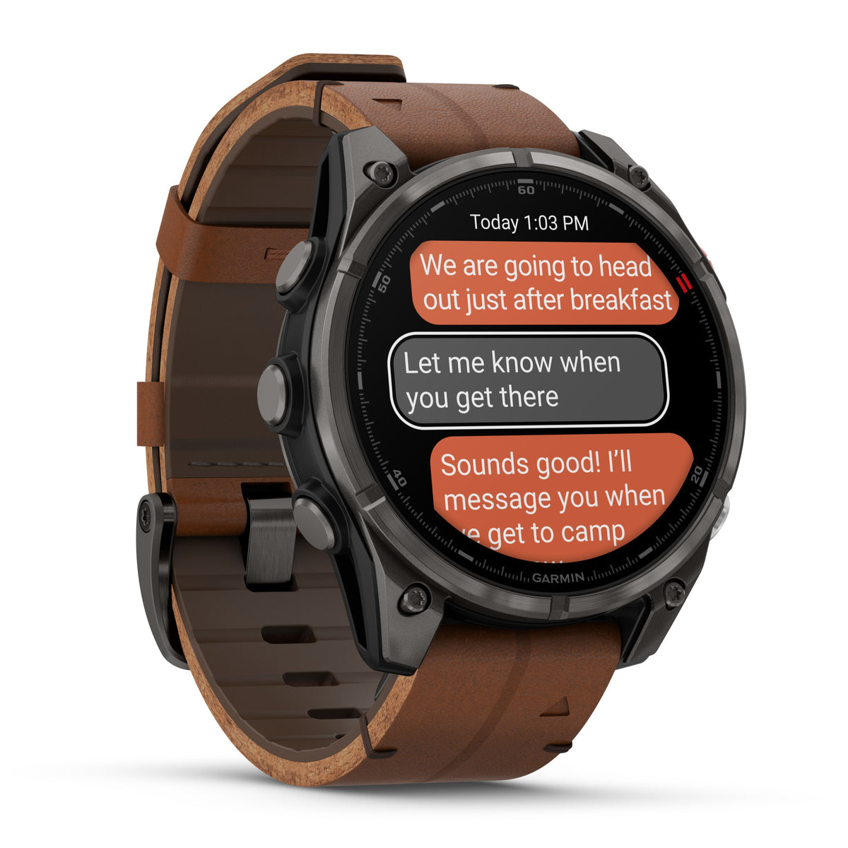 Garmin Fenix® 8 Pro 47mm, AMOLED, Sapphire, Carbon grey DLC titanium with Chestnut leather band 010-03198-40