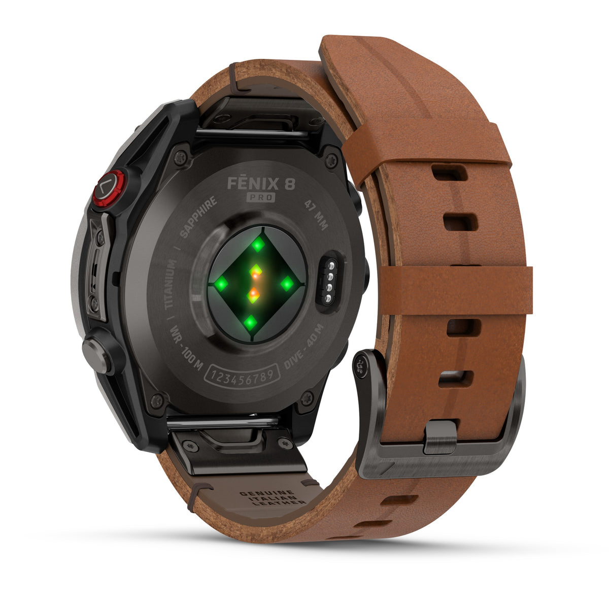 Garmin Fenix® 8 Pro 47mm, AMOLED, Sapphire, Carbon grey DLC titanium with Chestnut leather band 010-03198-40