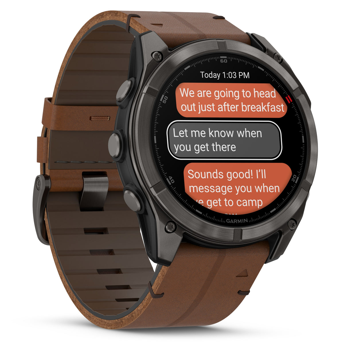 Garmin Fenix® 8 Pro 51mm, AMOLED, Sapphire, Carbon grey DLC titanium with Chestnut leather band