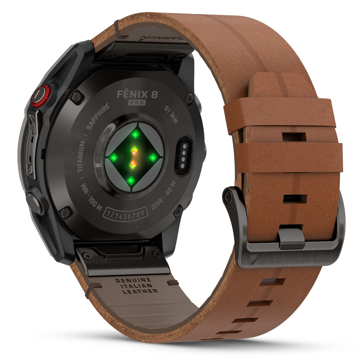 Garmin Fenix® 8 Pro 51mm, AMOLED, Sapphire, Carbon grey DLC titanium with Chestnut leather band