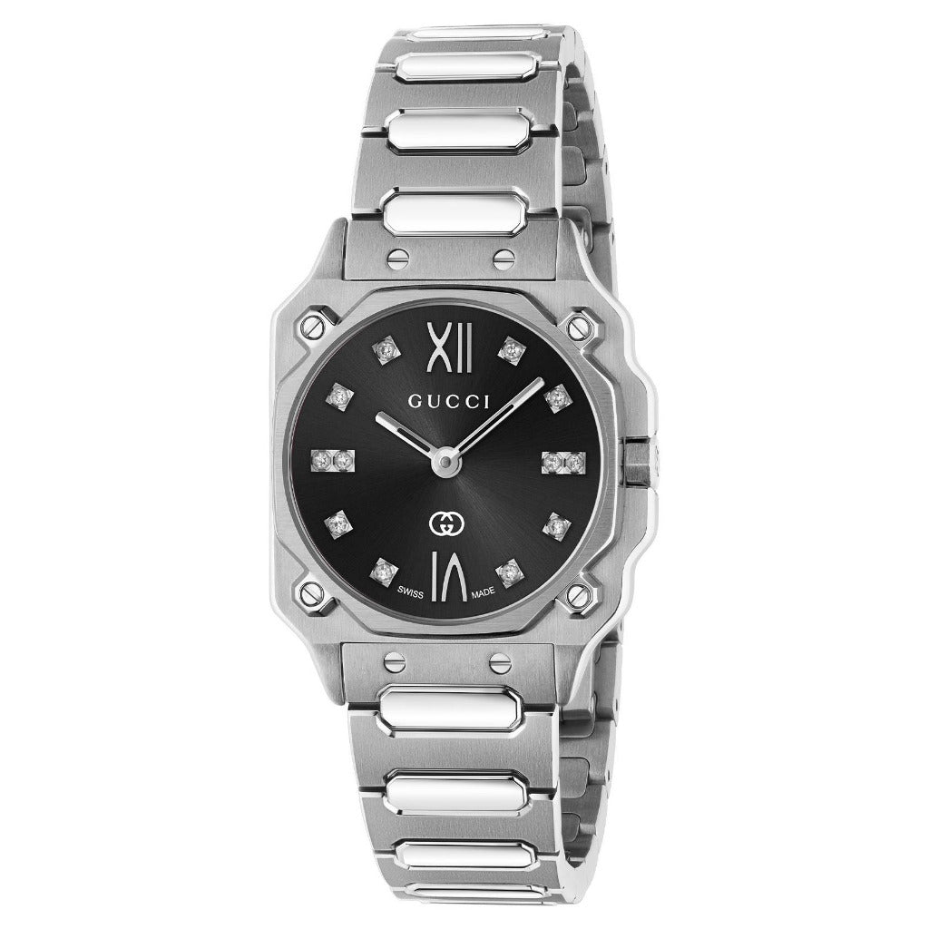 Gucci G-Flat Stainless Steel 30mm Black Watch YA166505
