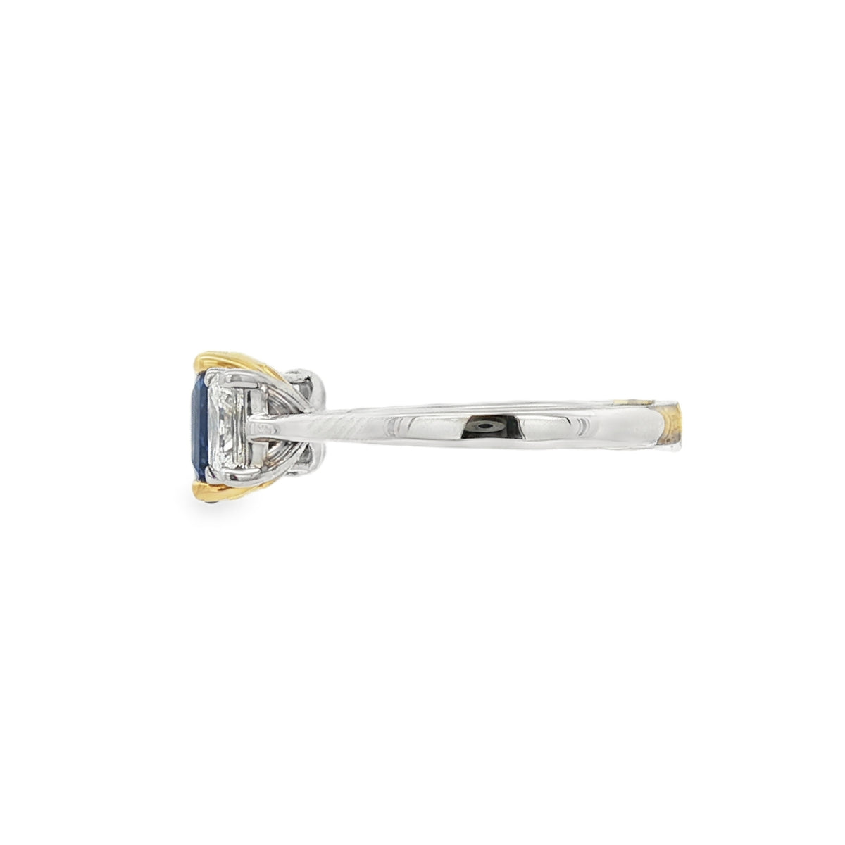 3 Stone Sapphire and Diamond Platinum Ring