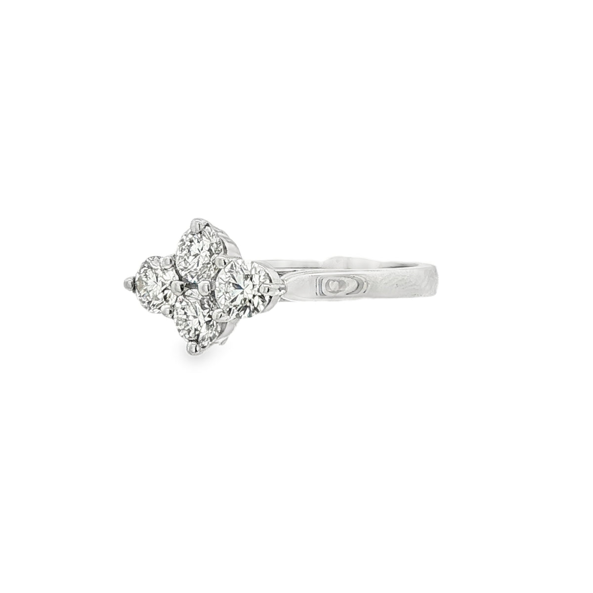 4 Stone Diamond Shaped Platinum Ring