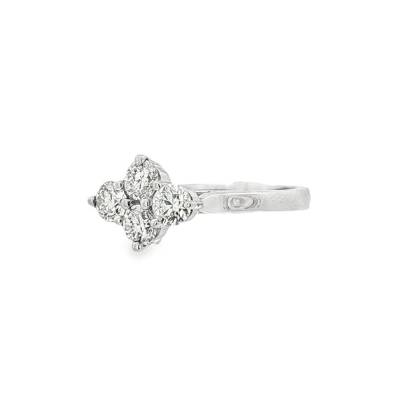 4 Stone Diamond Shaped Platinum Ring
