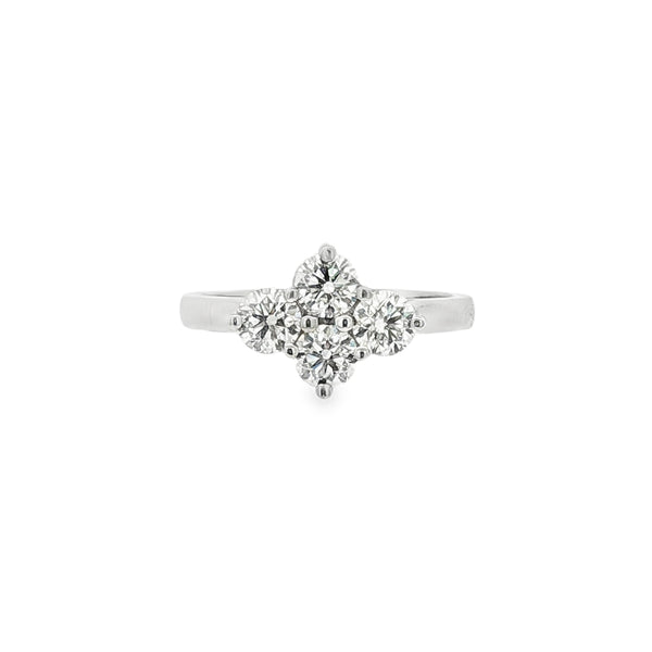 4 Stone Diamond Shaped Platinum Ring