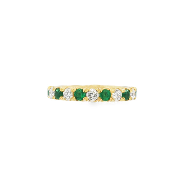 Emerald & Diamond 18ct Yellow Gold Eternity Ring