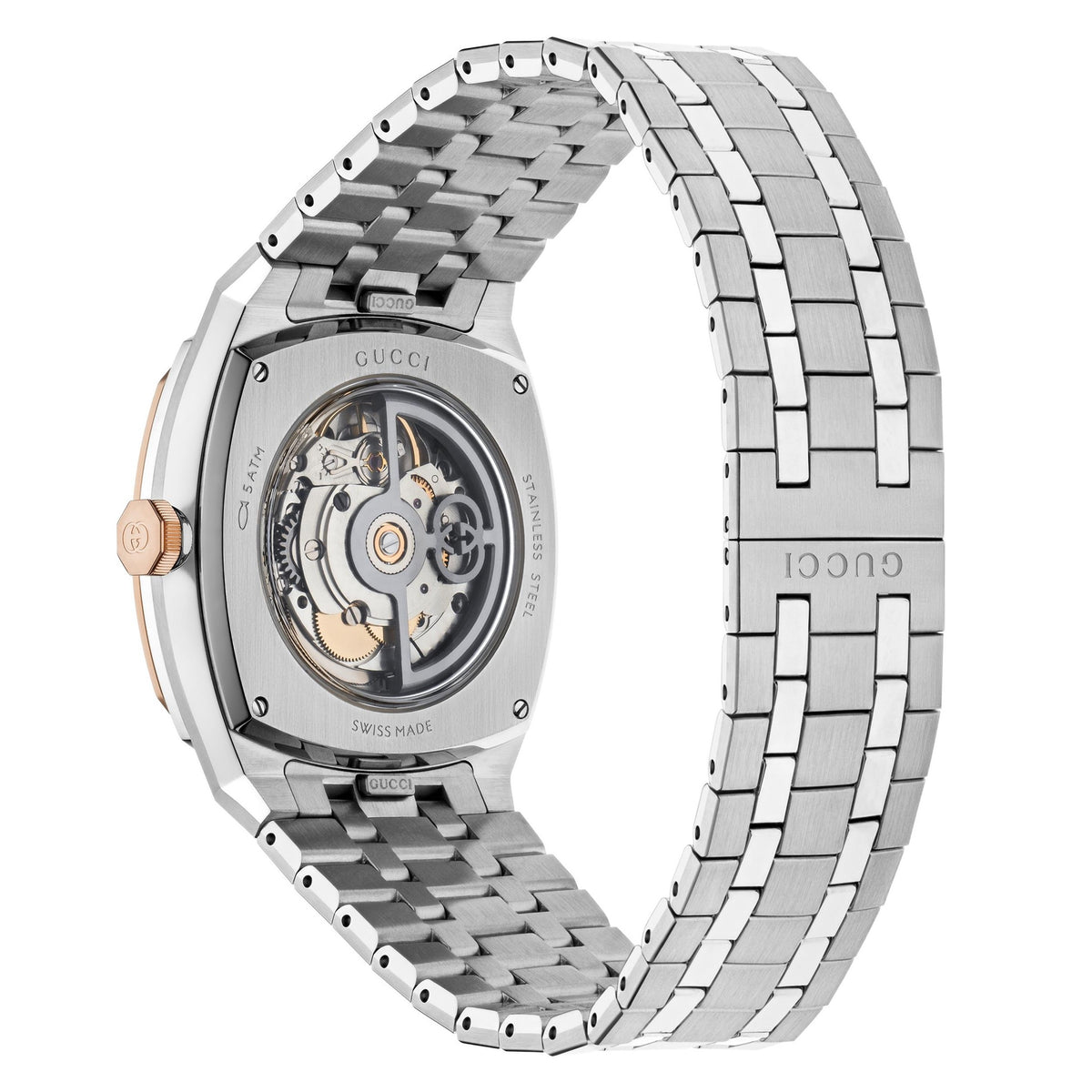GUCCI 25H Steel & Rose Automatic 40mm Watch YA163352
