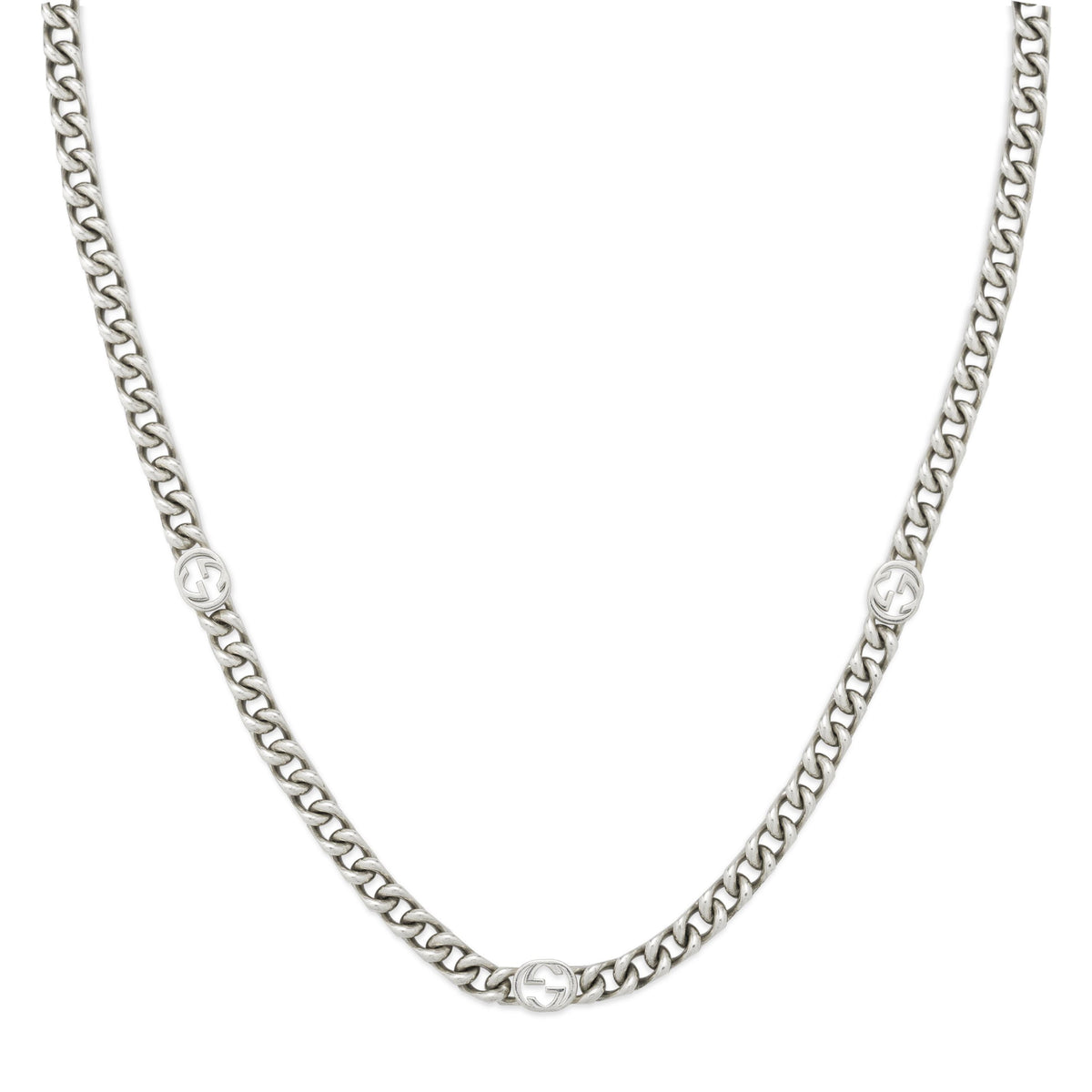 Gucci Interlocking Sterling Silver 50cm Necklace