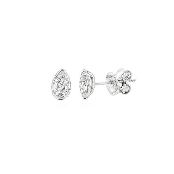 Diamond Pear Cut Rub Over 0.60ct Platinum Earrings