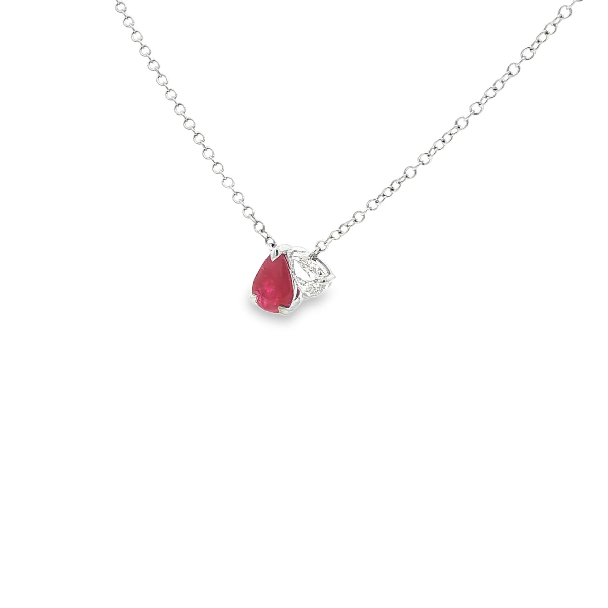 Ruby and Diamond Toi Et Moi 18ct White Gold Pendant