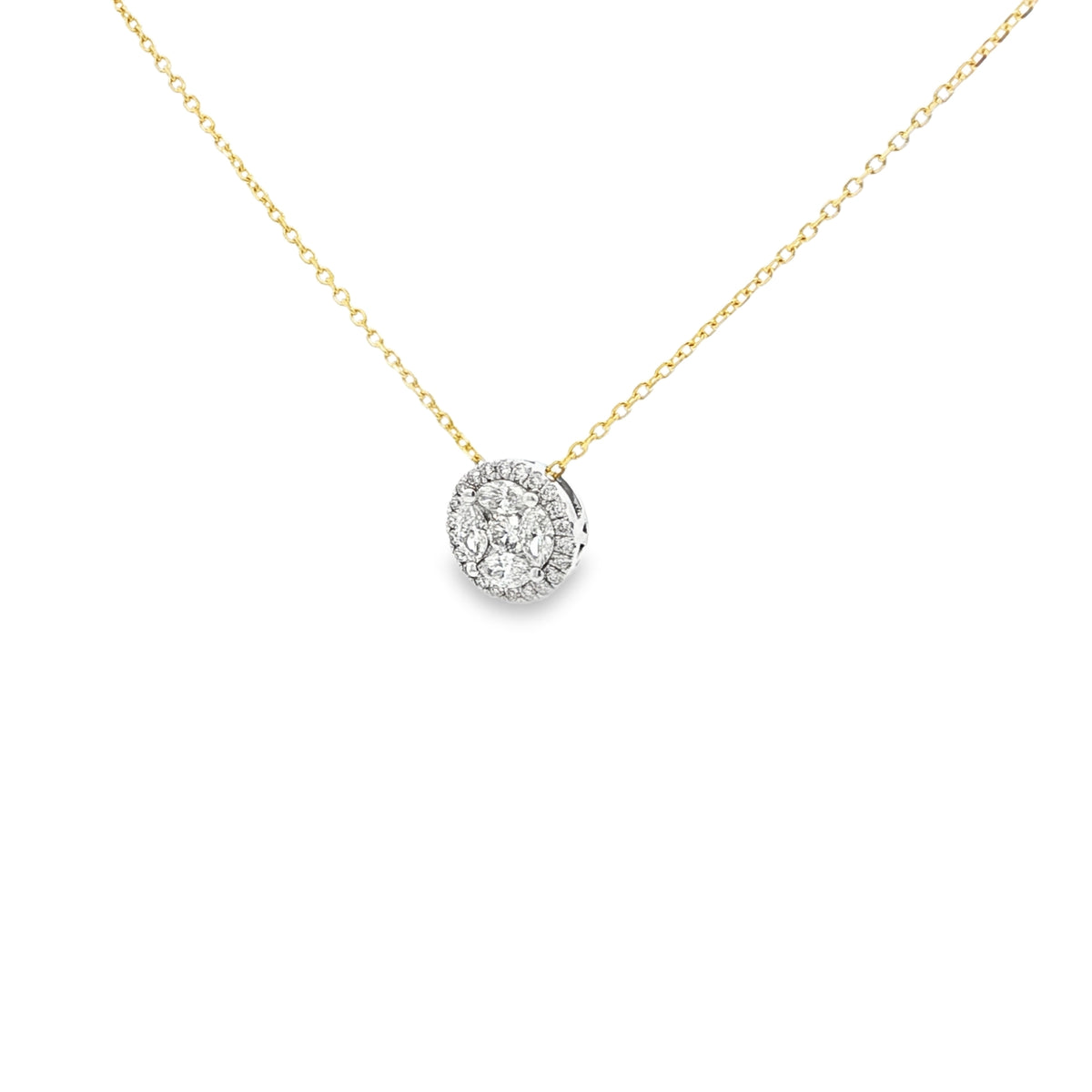 Diamond Round & Marquise Cut 18ct Yellow Gold Pendant