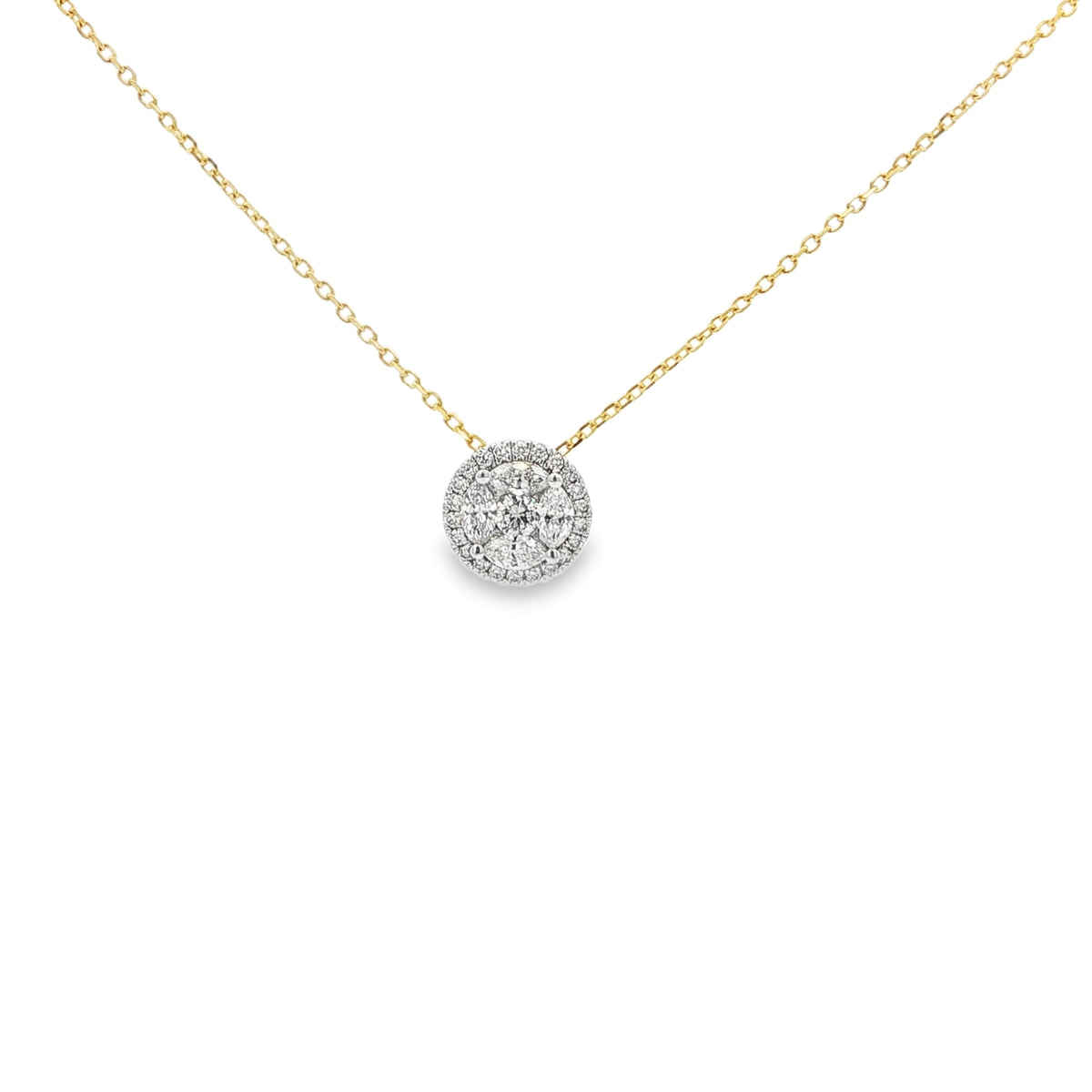 Diamond Round & Marquise Cut 18ct Yellow Gold Pendant