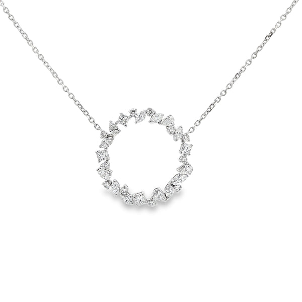 Diamond Circle, Mixed Cuts 18ct White Gold Pendant