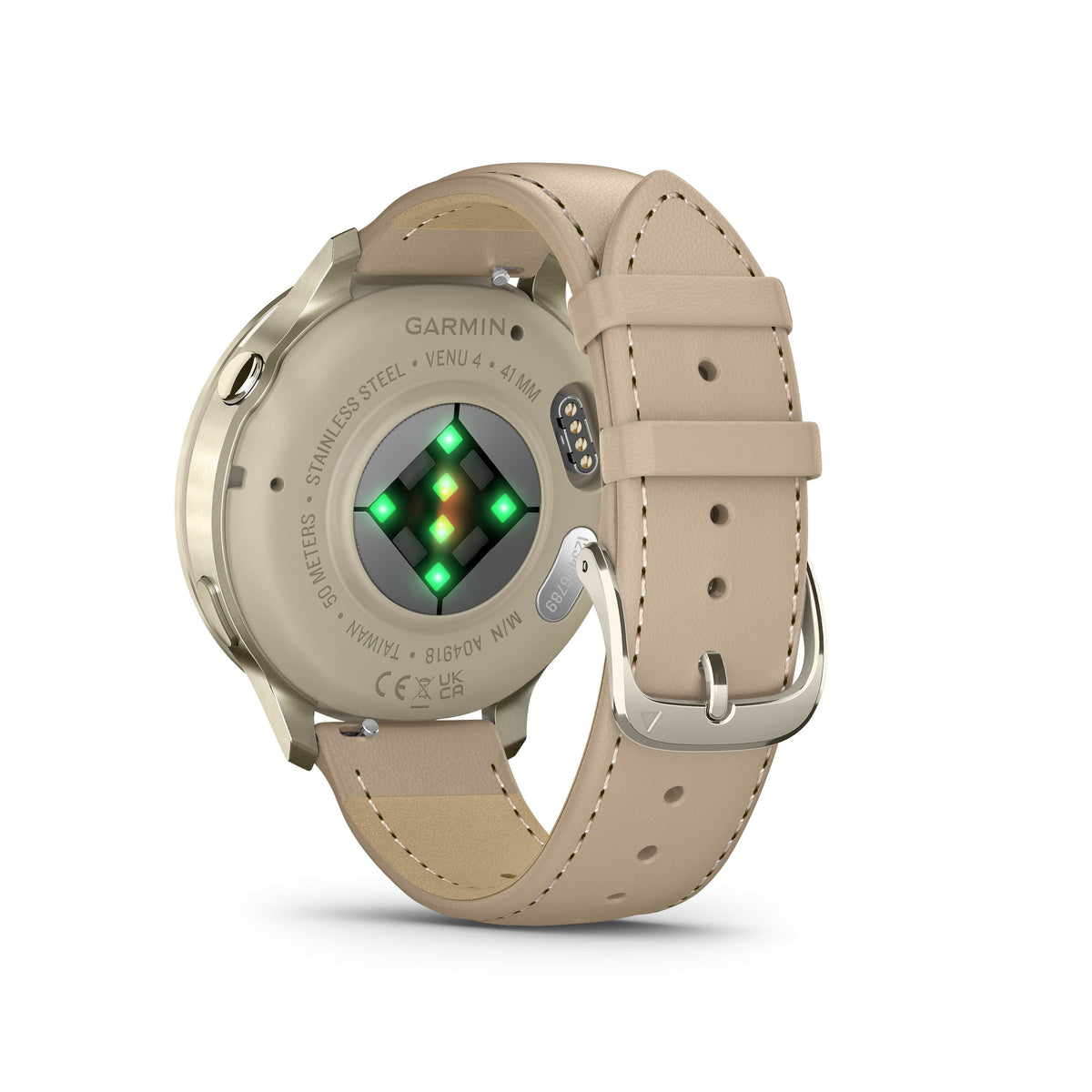 Venu® 4 - 41mm Lunar Gold with Bone Silicone Band and Light Sand Leather Band 010-03013-03