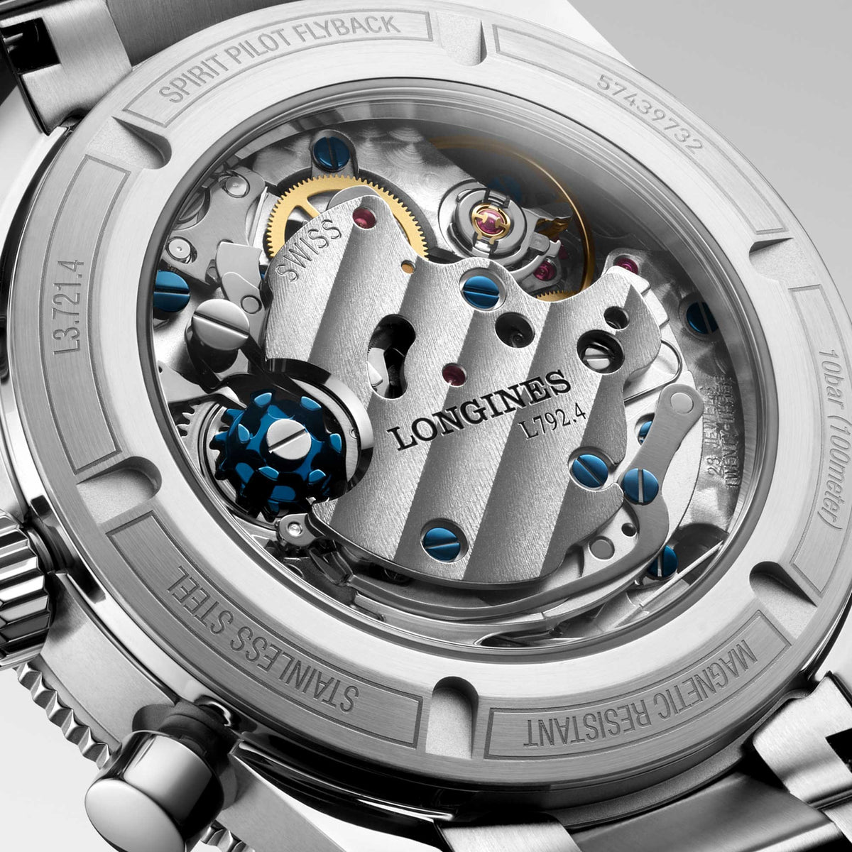 Longines Spirit Pilot Flyback Chronograph Black Stainless Steel 39.50mm Watch L3.721.4.53.6
