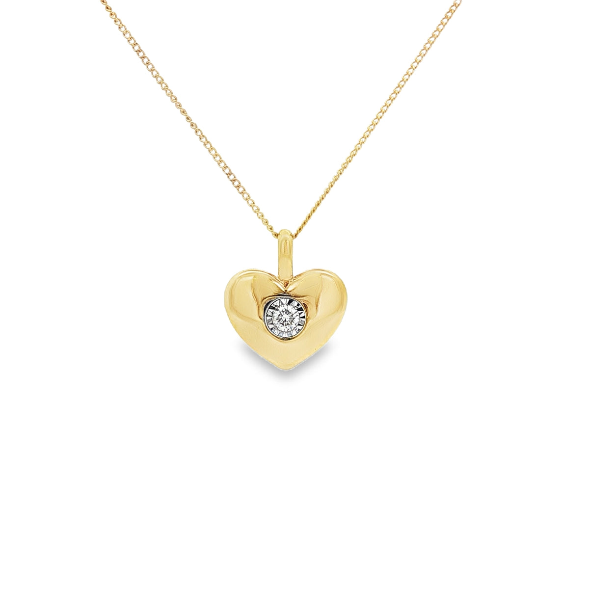 Diamond Heart 9ct Yellow Gold Pendant
