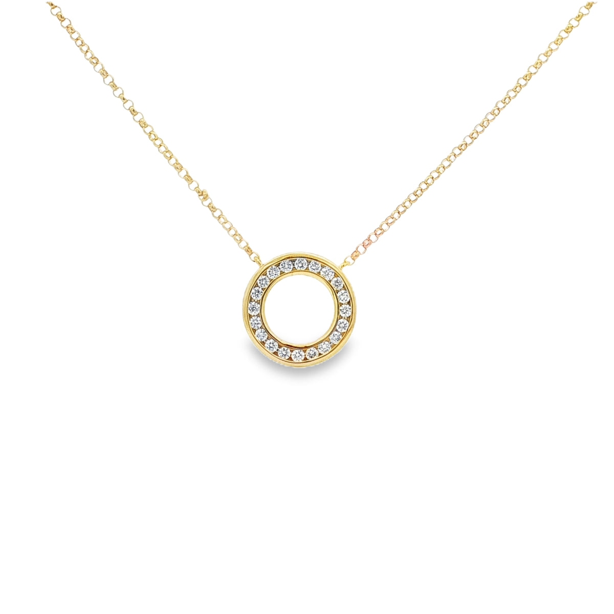 Diamond Circle Channel Set 9ct Yellow Gold Pendant