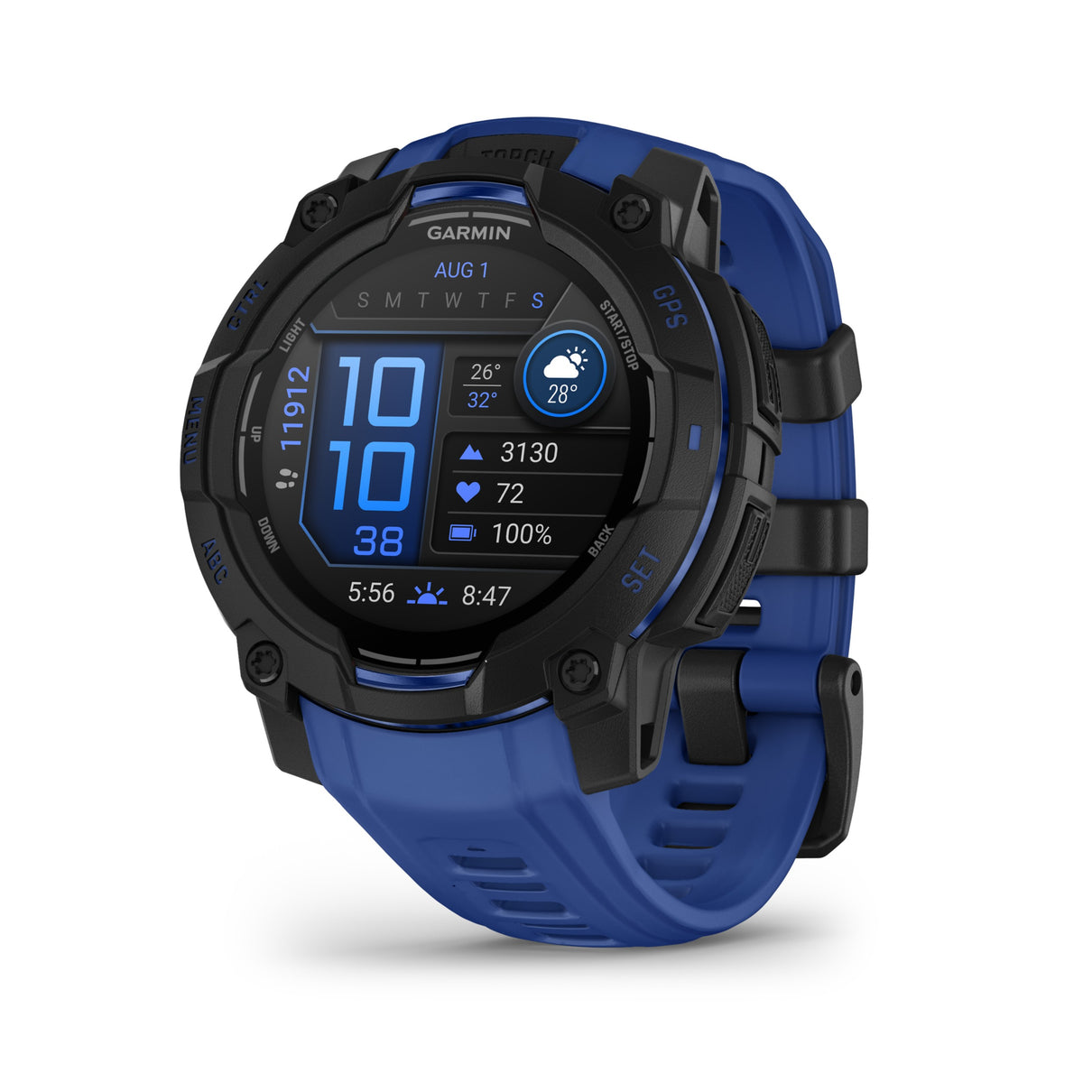 Garmin Instinct 3 - 45mm, AMOLED, Black with Bolt Blue/Black Band 010-02936-03