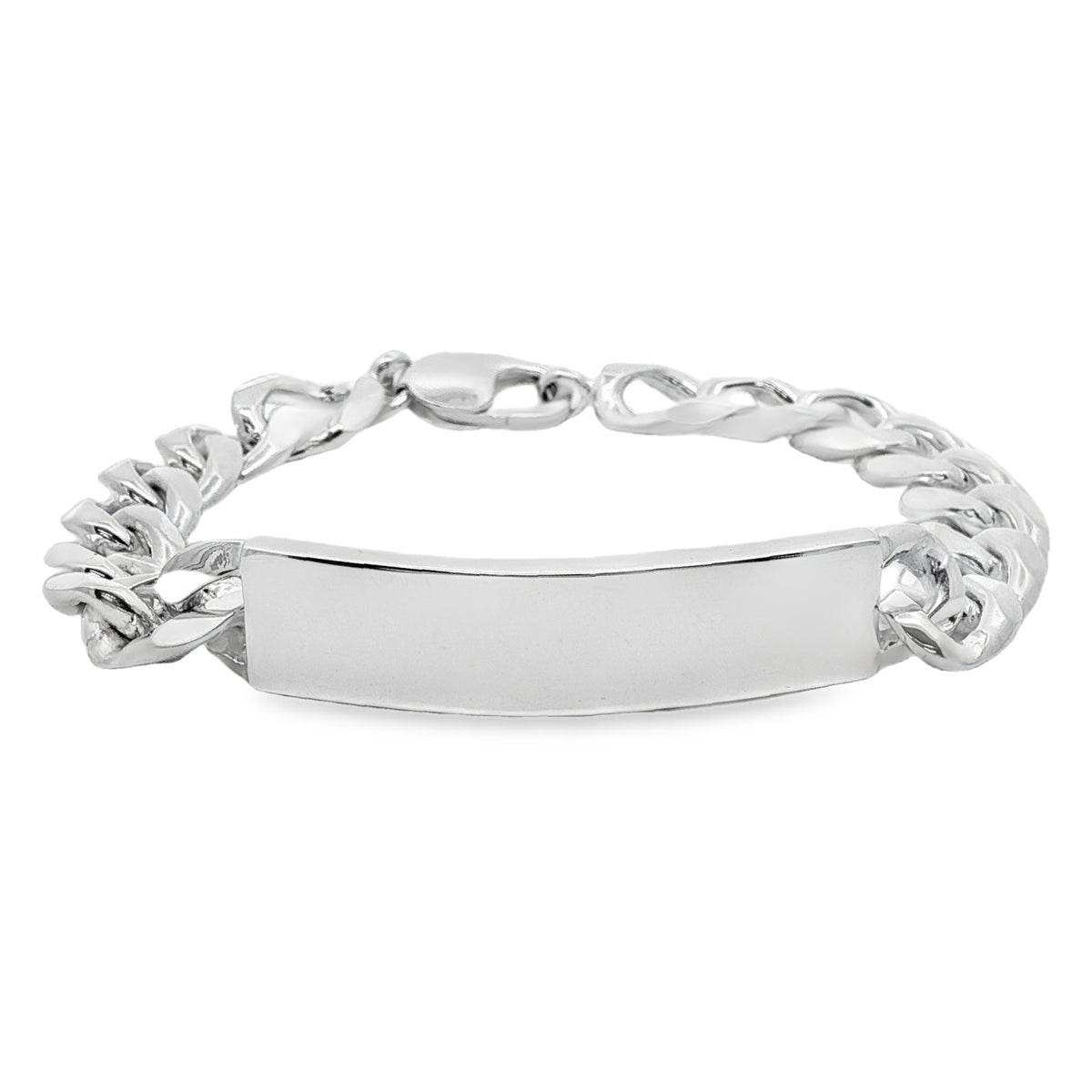 Silver 300 Metric Curb Gents Identity 8.5 Inch Bracelet