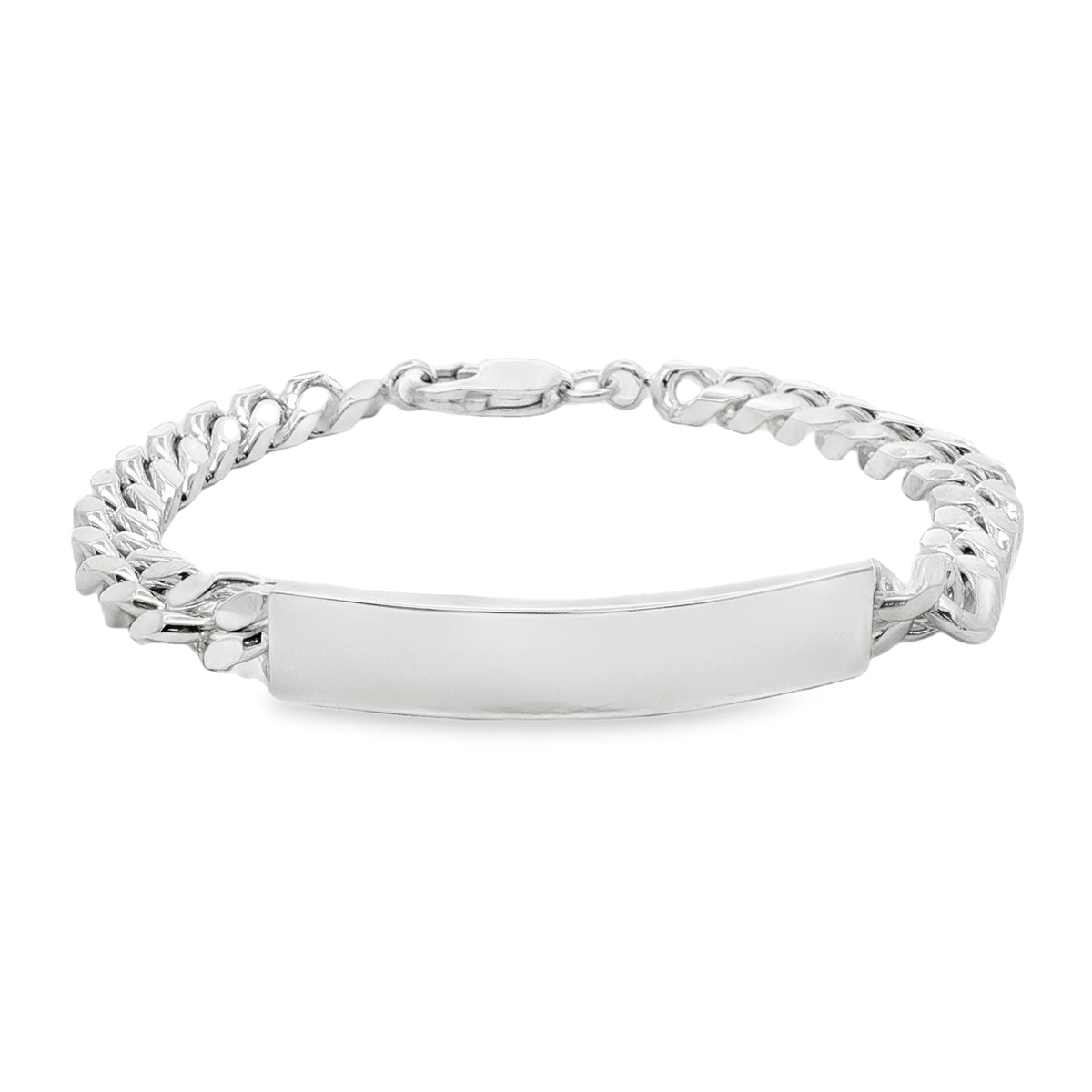 Silver Classic Curb 3 Gents Identity 8.5 Inch Bracelet