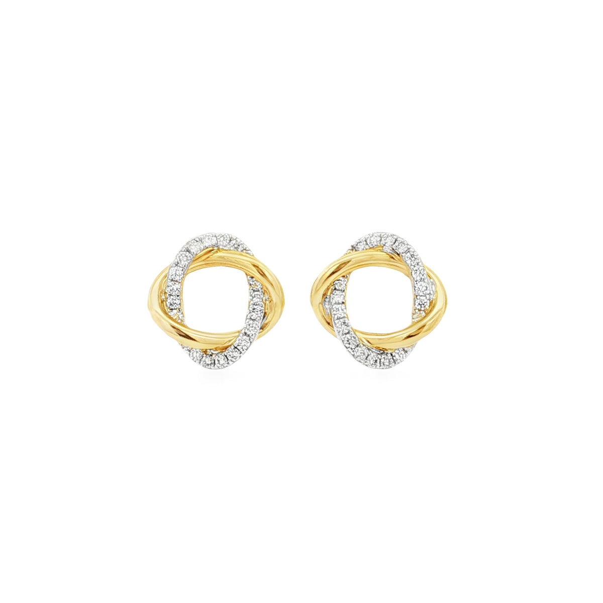 Diamond 18ct Yellow & White Gold Twist 0.22ct Earrings