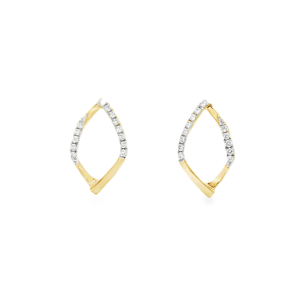 Diamond Leaf Style 18ct Yellow Gold Stud Earrings