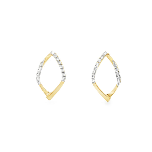 Diamond Leaf Style 18ct Yellow Gold Stud Earrings