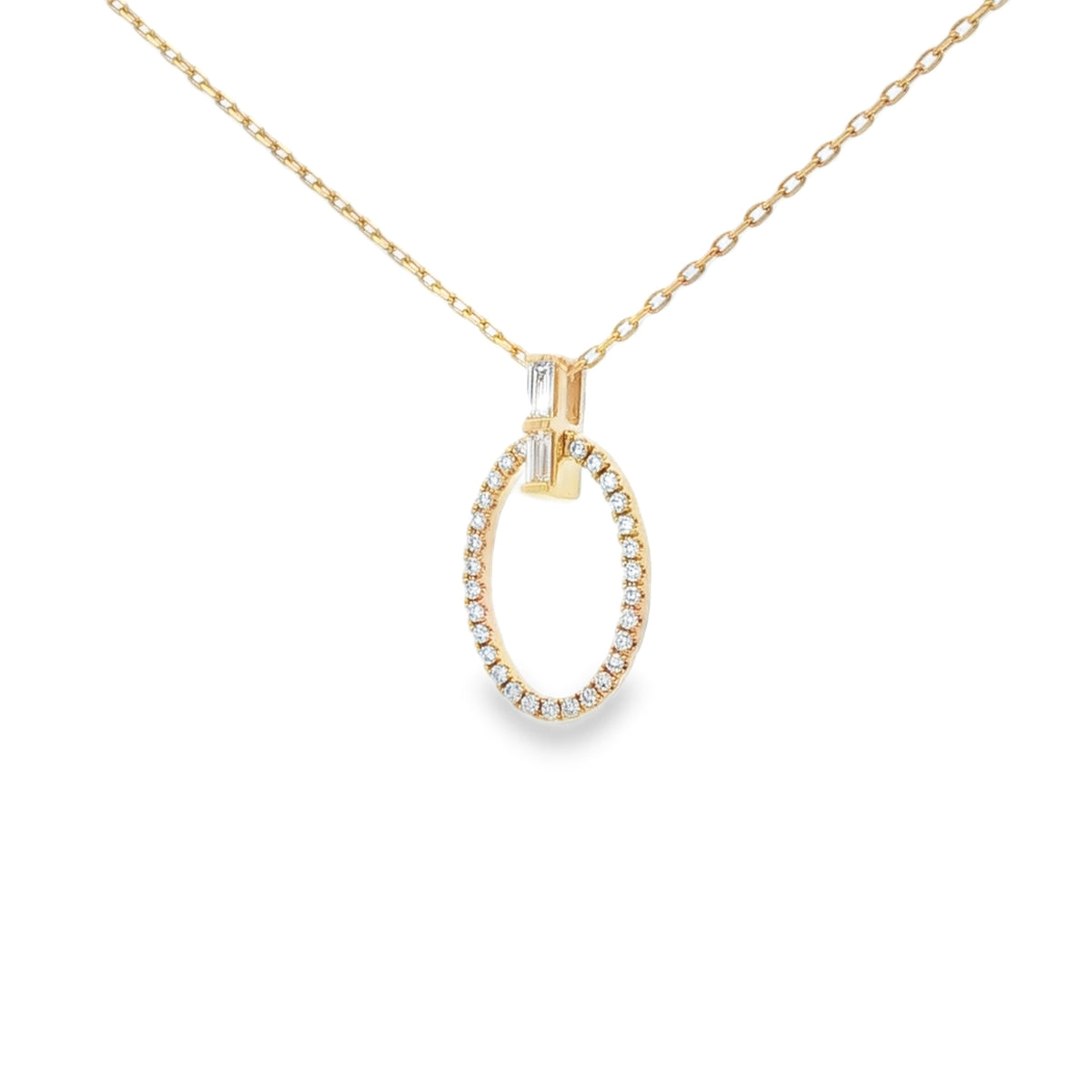 Diamond Baguette and Round 18ct Yellow Gold 0.24ct Pendant