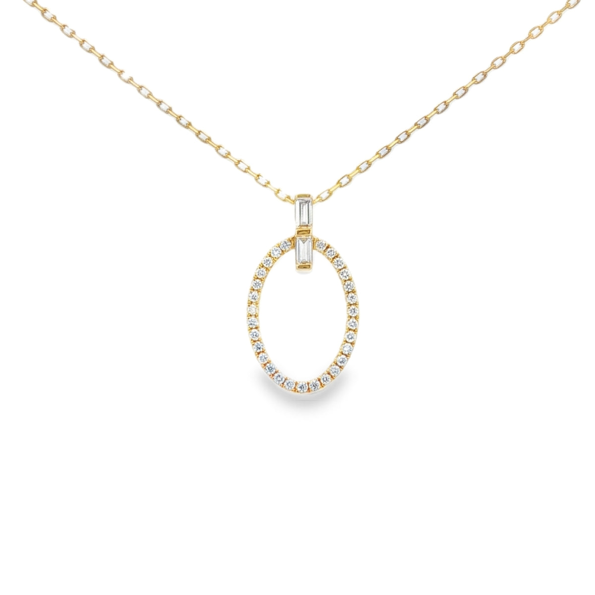 Diamond Baguette and Round 18ct Yellow Gold 0.24ct Pendant